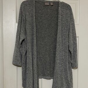 Chico's Heather Gray Open Front Cardigan 3/4 Sleeve Size 3